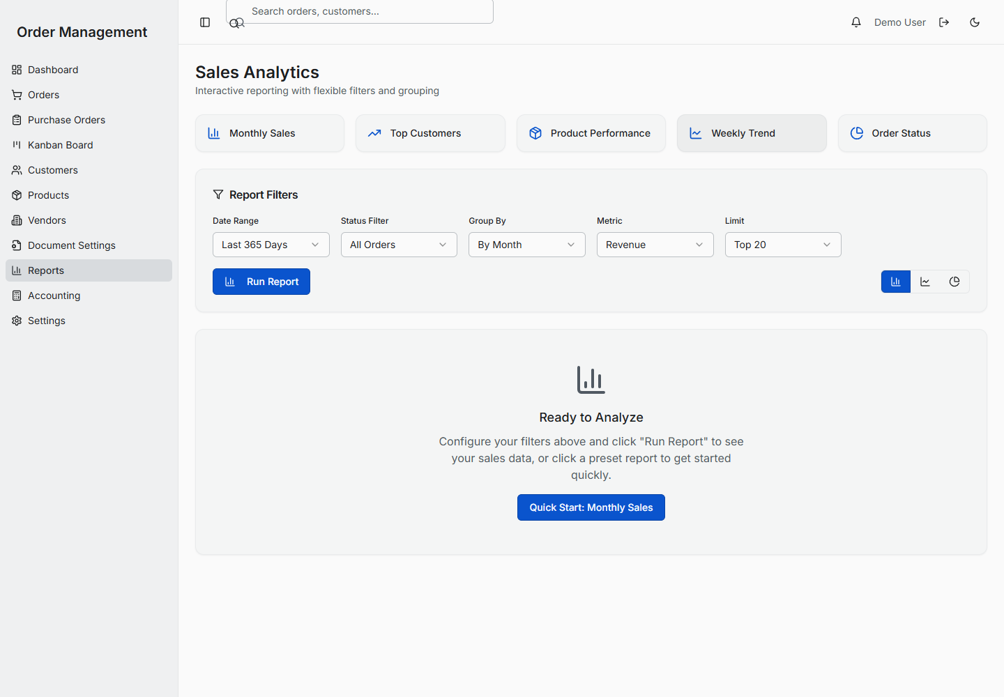 Operations report screenshot